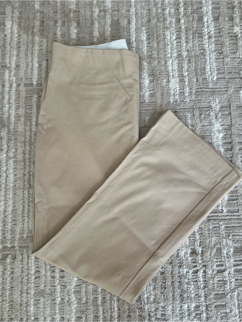 A New Day Women's Beige Elastic Waist Straight Crop Stretch Pants in size 12